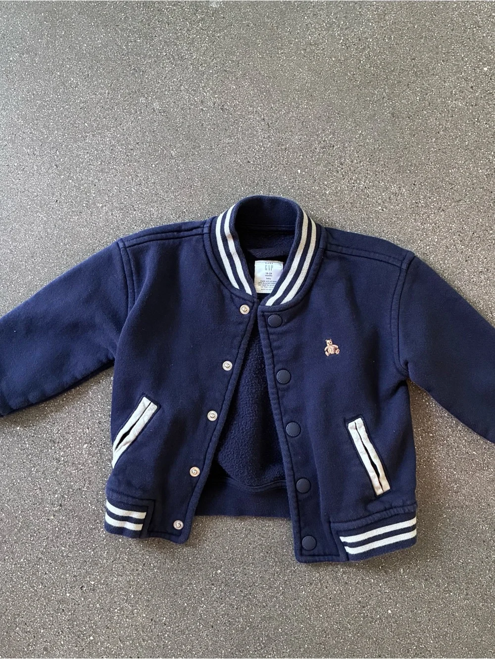Baby‎ Gap 18-24 months Varsity Jacket Navy Striped Collar